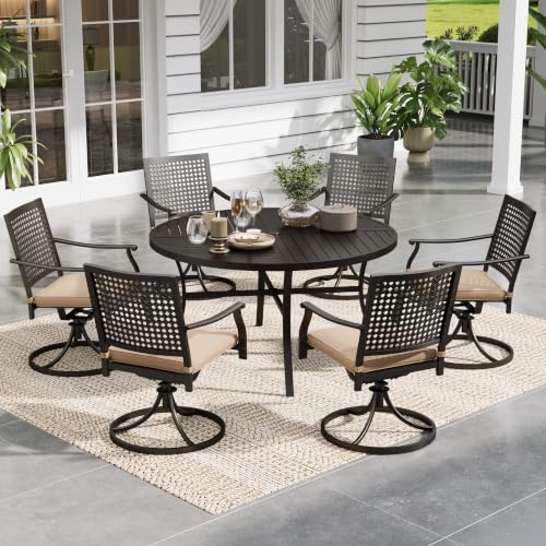 Image of Sophia & William Outdoor Dining Set for 6, 54 inch Round Metal Table