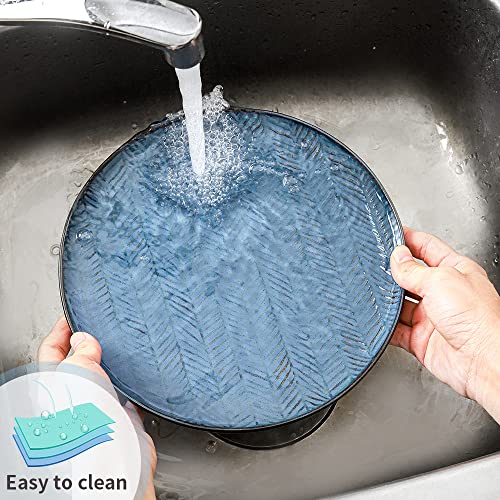 Koov Ceramic Dinnerware Sets Of 16, Plates And Bowls Sets For 4, Kitchen Dish Set With Dinner Plates, Dessert Plates, Bowls And Cups For Party, Microwave And Dishwasher Safe, Embossed Pattern (Blue) #TOP4