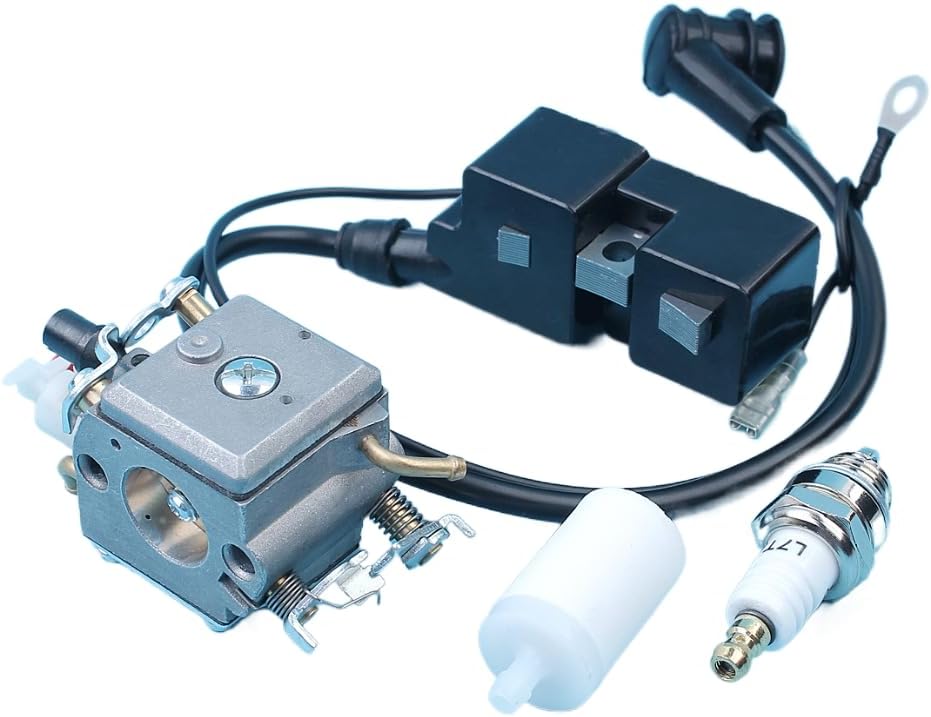 Replacement Carburetor Ignition Coil Fuel Filter Spark Plug Kit Compatible with Husqvarna 340 345 346 350 353 E EPA CS 2141 2145 2150 Chain Saw