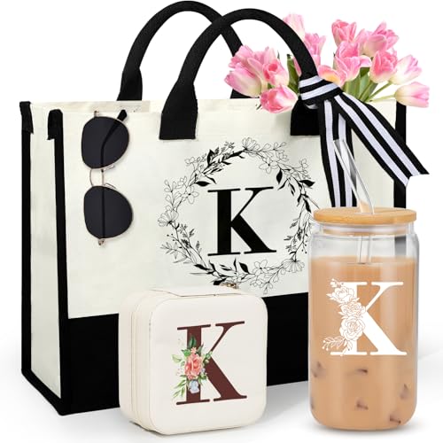Initial K Birthday Gifts Women, Unique Personalized Monogrammed Gift with Initial Canvas...