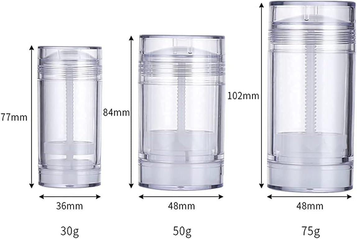 10 Pcs 30ml Plastic Deodorant Containers Round Lip Balm Tubes Twist-up Filling Stick 1 Oz Refillable Plastic Deodorant Bottles Cosmetic for DIY Deodorant Lipstick Crayon Chapstick(White) image 2