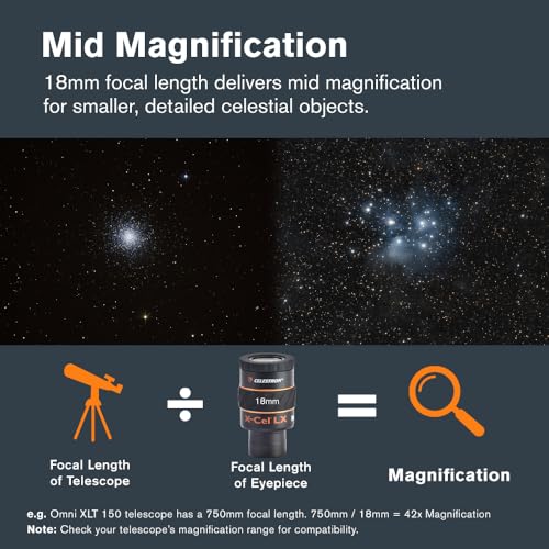 Ocular Celestron X-CEL LX 18mm para eliminar la fatiga ocular al observar el espacio profundo 4