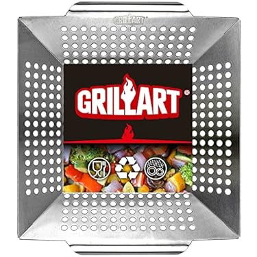 AMAZON - GRILLART Grill Basket Heavy Duty -Large Grill Baskets for Outdoor Grill Vegetables -Stainless Steel Veggie Grilling Basket/Pan – Lasting Grill Vegetable Basket BBQ Grill Accessories, Gifts for Dad Men