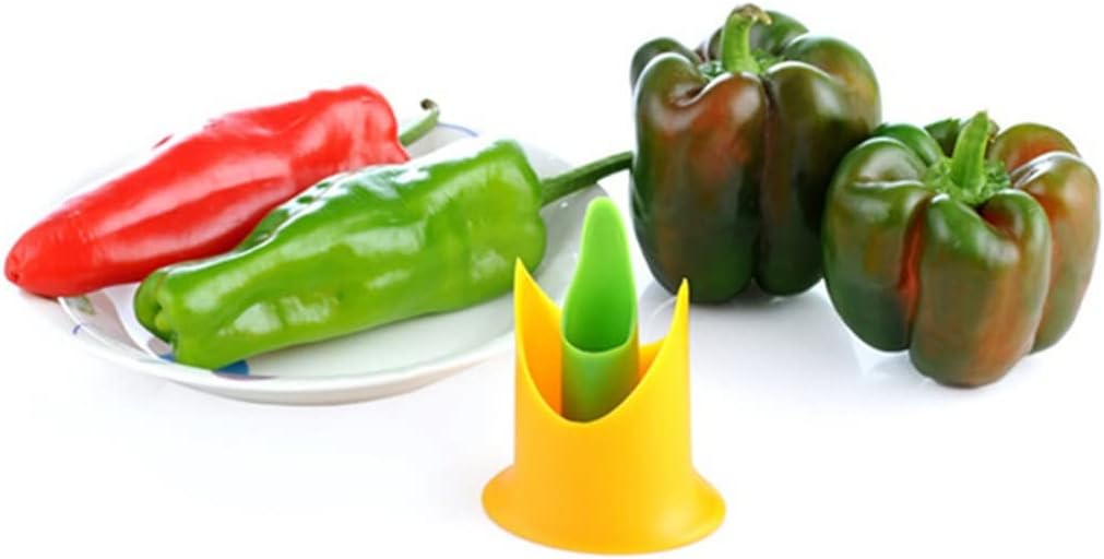 2in1 Pepper Chili Bell Corer Remover Green Chilli Cutter Slicer Fruit Peeler Kitchen