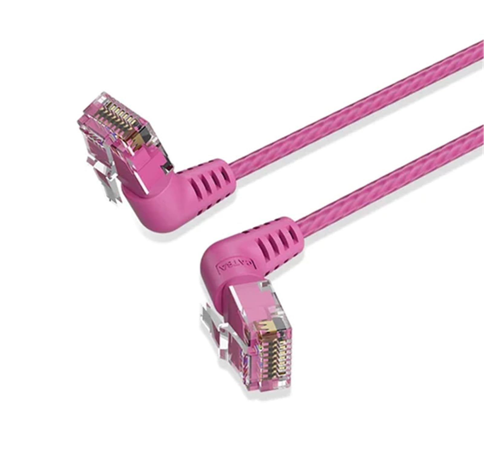 VENTION Cat.6A UTP Ethernet Patch Cable 10Gbps Transmission Rate Right Angle and 360 Rotate plug Oxygen-free Copper (Pink, 5 M)
