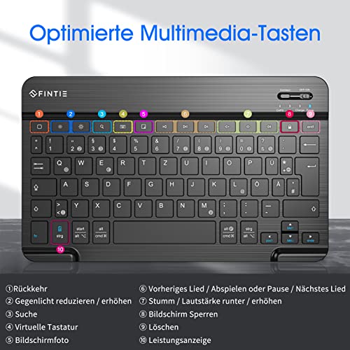 Fintie Bluetooth Tastatur, Schwarz(Einfarbig Tastatur) – Ansicht 4
