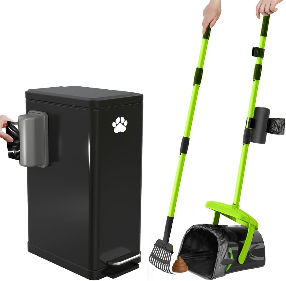 Pupzle Large Dog Poop Trash Can with Pooper Scooper and 55 Poop Bags