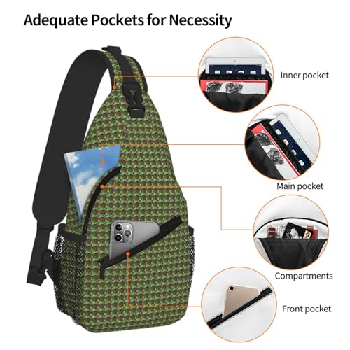 Bolsa cruzada en el pecho con estampado de ranas ligera elegante 5