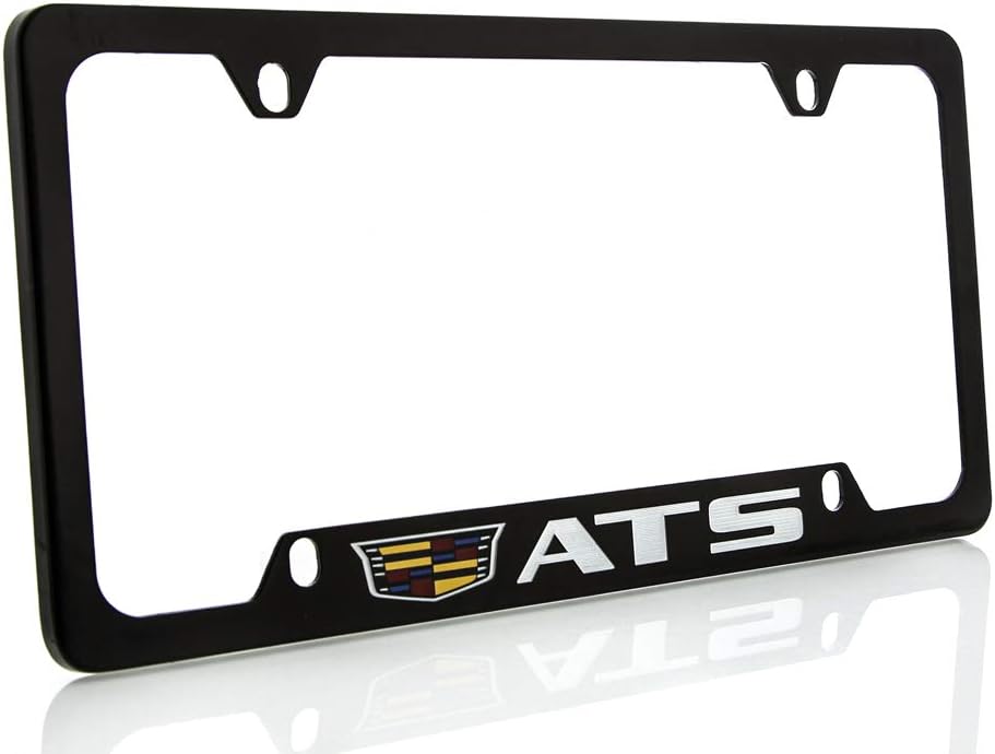 Cadillac ATS Zinc License Plate Frame with Glossy Black Finish (4 Hole)