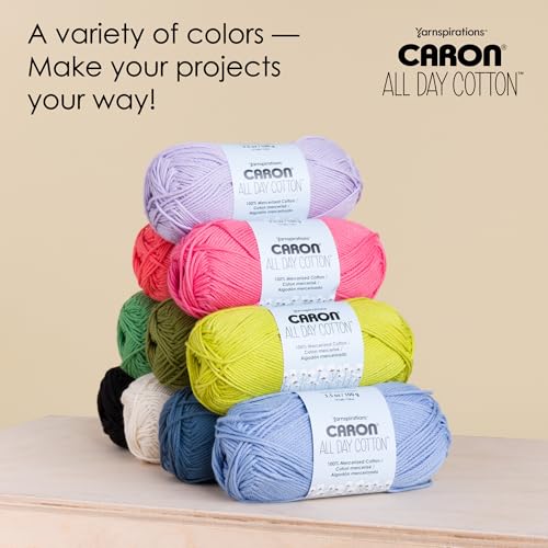 Caron All Day Cotton - 3 Pack of 173 Yards/3.52 oz Mauve 100% Mercerized Cotton Yarn