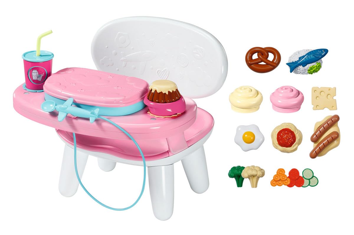 BABY Born Zapf Creation Feeding Table with Light and Sound Function, with Over 10 Different Dishes and Drinks for 43 cm Dolls, 837009