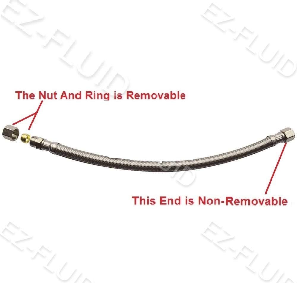 EZ-Fluid 12-Inch Faucet Supply Extension Line 3/8" Male Comp. To 3/8" Female Compression Stainless Steel Braided Faucet Extension Supply Hose Connector Lines,Fits Delta Faucet Plumbing Fitting(10-Pcs)