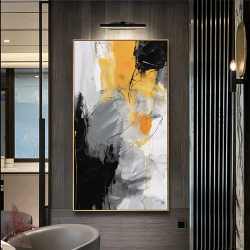 Phahey Wall Art Large Modern Abstract Artwork Black Yellow Canvas Painting for Living Room Bedroom Office Home Decor 24'x48' with Framed…