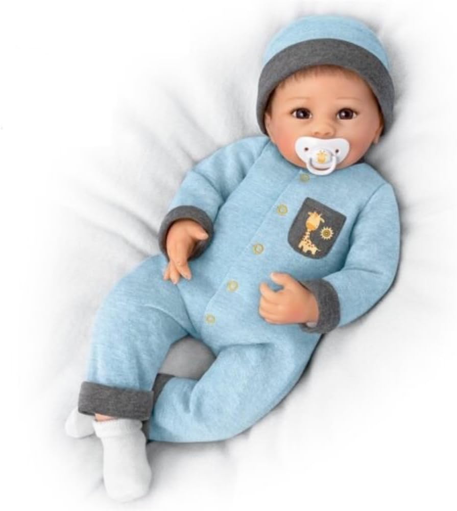 The Ashton-Drake Galleries Oliver Interactive Lifelike So Truly Real® Baby Boy Collectible Doll Breathes Coos Has Heartbeat Weighted Poseable Soft RealTouch® Vinyl Skin by Linda Murray 19"-inches