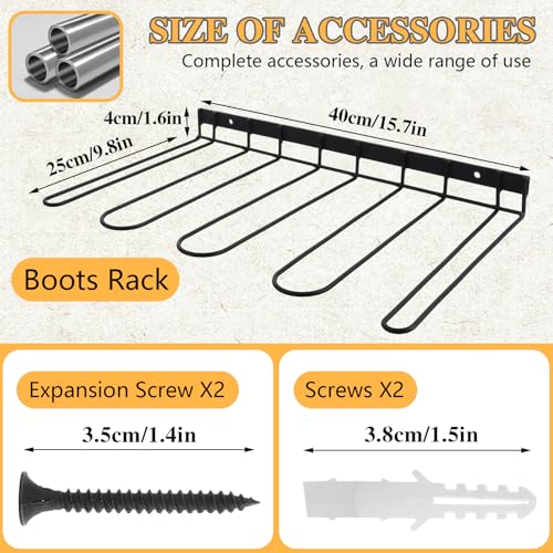 ASelected Wandmontierter Gummistiefelständer für 4 Paar, Wathosenaufhänger, Metall-Gummistiefel-Aufbewahrungsregal, Schuhregal, Cowboystiefelhalter für Outdoor, Innenbereich, Eingang, Garage, Schlamm
