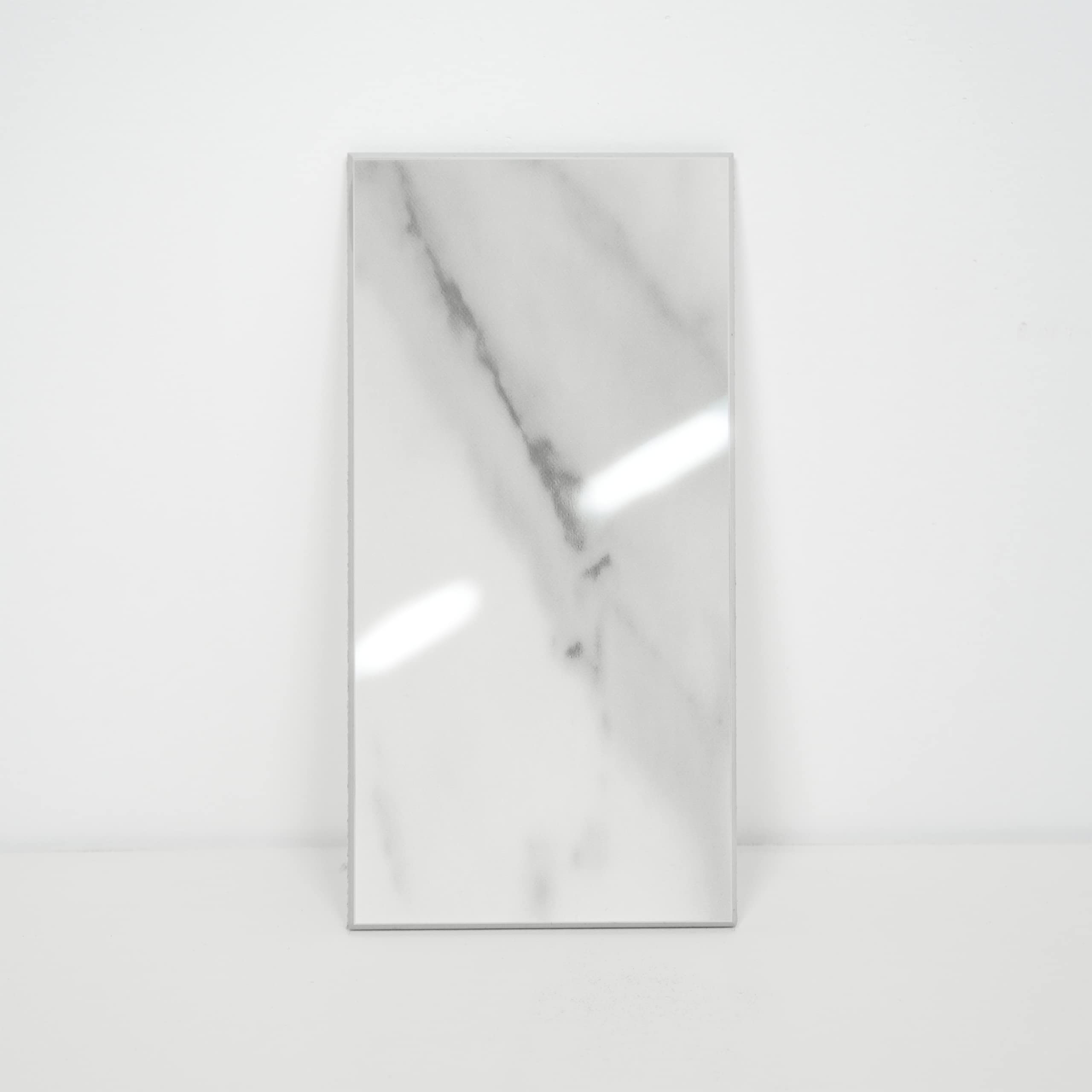 COLAMO 3”×6” Swatch Peel and Stick Backsplash,Self Adhesive Faux Stone White Subway Tile for Kitchen, Glossy Carrara Brick Marble Tile Look,Stick on Accent Wall for Bathroom,Vanity,Laundry,Stove