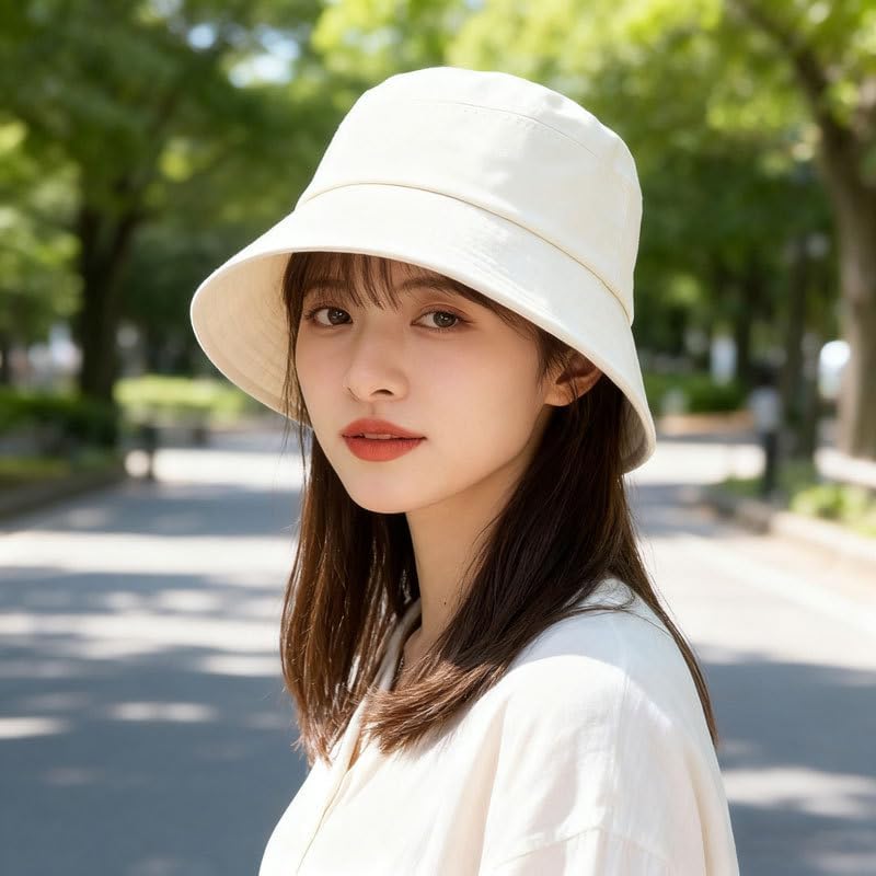 Bucket hat Women's Cotton Breathable Casual UV Protection Spliced Bucket Basin hat