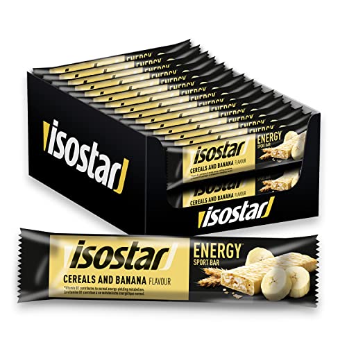 ISOSTAR – Energy Sport Riegel Cerealien & Banane – Energieriegel mit Kohlenhydraten & Vitaminen B1, B2, B6, C, E & PP – Für Laufen, Radfahren & Trail – 30 x 40 g