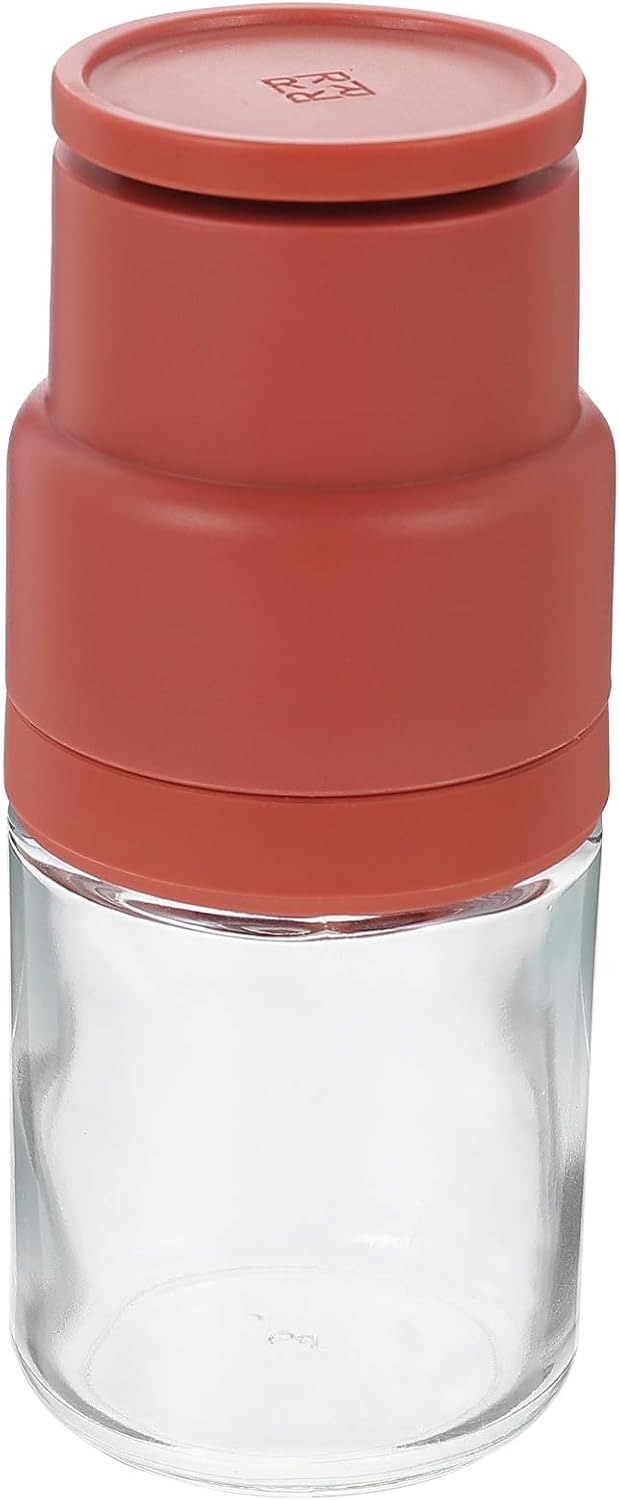 Zerodeko Manual Red Pepper Grinder and Sea Salt Shaker, Mini Portable Seasoning Mill with Sturdy Red Body, Handheld Pepper Crusher for Kitchen Cooking and Dining Use