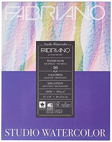 Fabriano Studio Cold Press Watercolor Pad, 11 X 14, White #TOP5