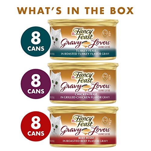Purina Fancy Feast Gravy Lovers Poultry and Beef Grilled Gourmet Wet Cat Food Variety Pack - (Pack of 24) 3 oz. Cans - Image 3