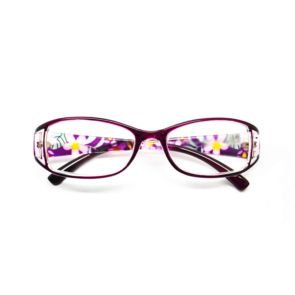 Wygodne damskie okulary do czytania, modne damskie prostokątne oprawki do okularów, okulary blokujące niebieskie światło (3 szt.) (Color : Purple, Size : 1)