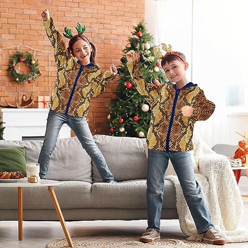 Image of Aflyko Boys Fleece Coat Blue Zip-Up Hoodie Girls Outerwear Kids Hooded Jacket 3-10T