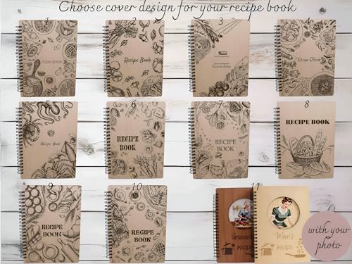 Custom-Recipe-Book-Christmas-Gift-Personal-Cookbook-With-Wooden-Cover-Write-In-Family-Recipes-Spiral-Bound-Recipe-Journal-Gift-For-Foodies-5th-Wedding-Anniversary-Mothers-Day-Kitchen-Keepsake