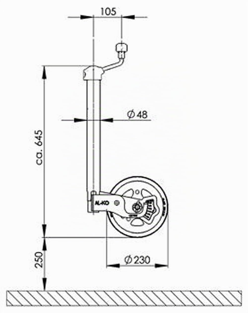 Generisch ALKO Stützrad Premium 300 kg mit Stützlastanzeige Anhänger Wohnwagen 1221695