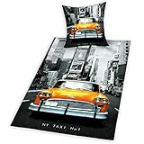 zum Knöpfen Close Up New York Taxi Bettwäsche Yellow Cab (80x80cm/135x200cm)