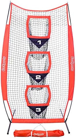GoSports 8 ft x 4 ft Football Training Vertical Target Net - Improve QB Throwing Accuracy - Includes Bow Type Frame and Portable Carry Case