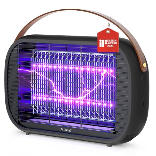 Buzbug Matainsectos LED, batería recargable de 5200 mAh, lámpara de larga duración de 10 años, portátil para camping, repelente de mosquitos, trampa para mosquitos, color negro