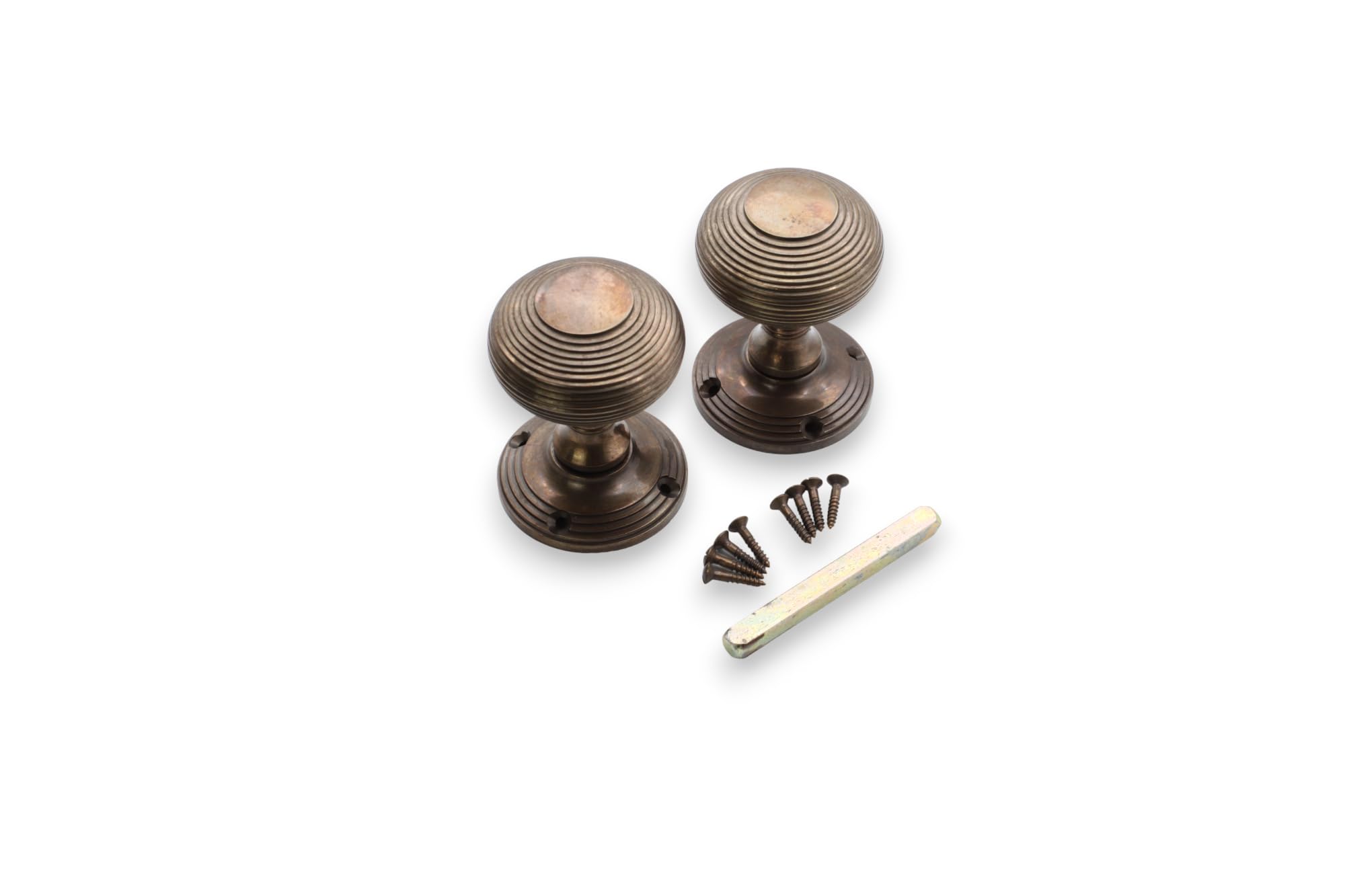 Infinity Decor Set di pomelli rotondi per porta a mortasa a mortasa in ottone massiccio, stile vittoriano, 55 mm, coppia di maniglie per interni ed esterni