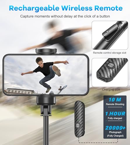 Image of 67 inch Phone Tripod Selfie Stick with Remote, Lightweight Travel Stand