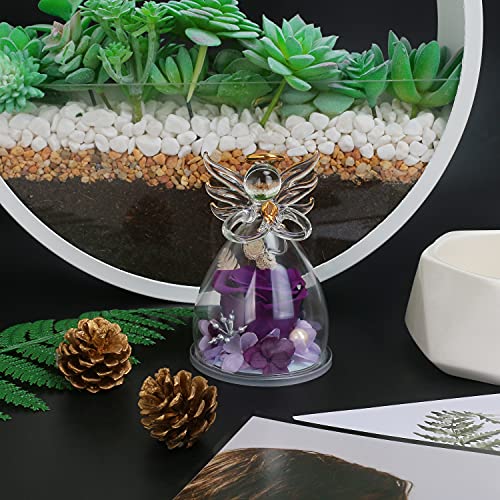 Encavy Preserved Flower Rose Gifts In Glass Angel Figurines,Birthday Gifts For Women,Angel Rose Gifts For Her, Mom Gifts From Daughter Son, Purple Real Rose Flower Gifts For Her Grandma Wife #TOP3