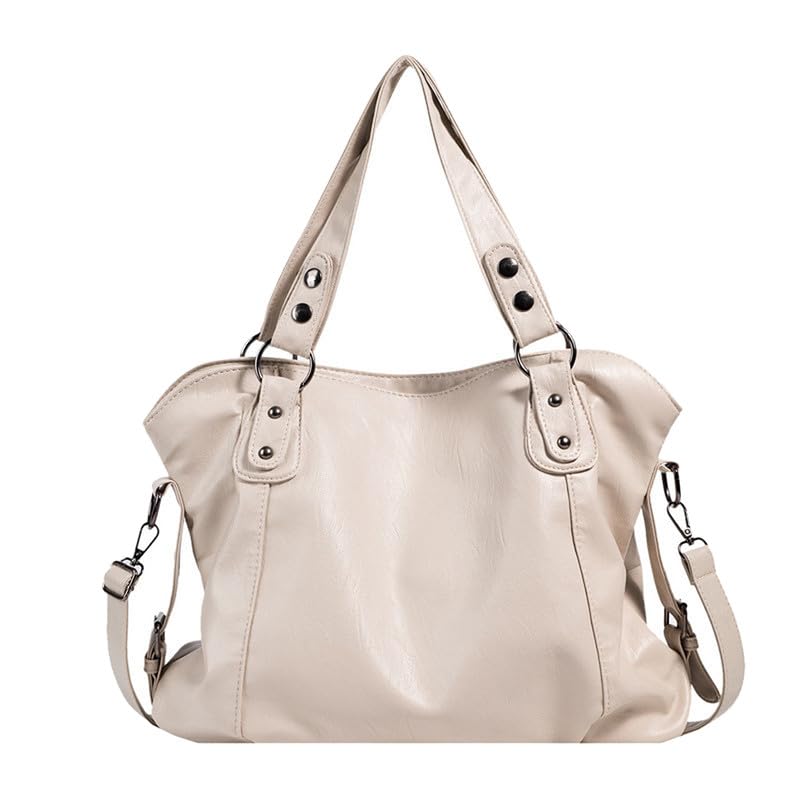Hobo Handtasche Schultertasche Shopper Henkeltasche Damenhandtasche aus PU-Leder Damen Tasche Hobo Damentasche Umhängetasche Taschen für Frauen Mutter Weiß