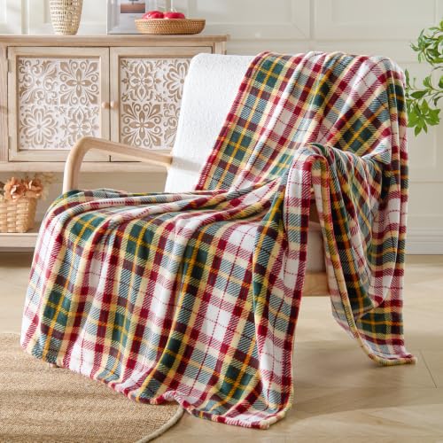 Image of BEDELITE Plaid Fleece Throw Blanket, Christmas Tartan 50x60 Inches
