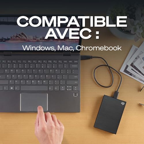 Seagate One Touch 2To, Disque Dur Externe Portable, chiffrement matériel par mot de passe, PC, Notebook & Mac, USB 3.0, Space Gray, Services Rescue inclus (STKY2000404)