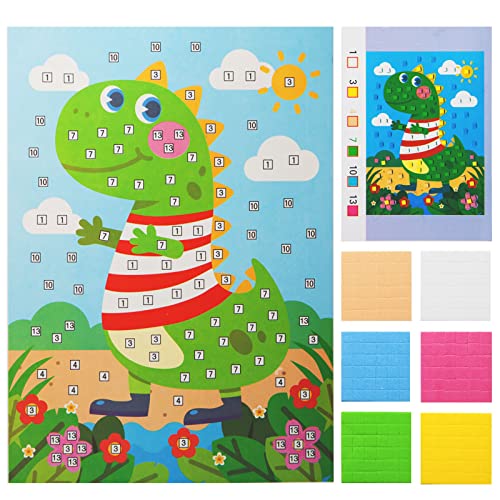 Lzhzh 6 Pcs - Mosaics Sticker Art Kit For Kids，1260 Pieces Sticky Foam Diy Craft For Boy Girl，Animals Sticker Craft Activities (Age 3+) #TOP6
