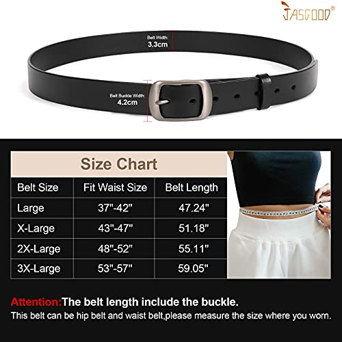JASGOOD Plus Size Women Leather Belt Black Casual Waist Belt for Jeans Pants with Metal Pin Buckle4