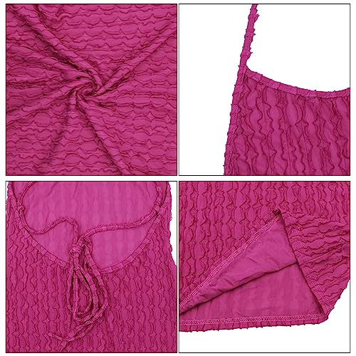Image of RARITYUS Women's Lace Up Bodycon Maxi Dress Sexy Low Cut Backless Sleeveless Textured Long Party Club Dresses