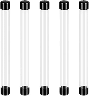 AHANDMAKER 5Pcs Clear Rigid Plastic Tubing with Caps, 12 Inch/305mm Length Round Plastic Tubing, ID 0.91Inch Portable Storage Tube Polycarbonate Tube for Incense Sticks Beads Item Storage
