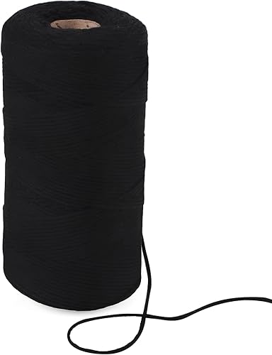 Vista 8 de Cuerda de hilo de 984 pies, cuerda de yute natural, cuerda de algodón blanco de 0.079 in, 10 capas de algodón negro para manualidades, arte, plantas