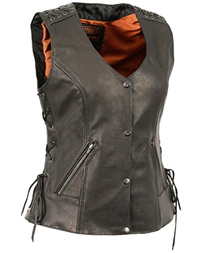 Milwaukee Leather Women's Lightweight Lace to Snap Front Vest Black XX-Large