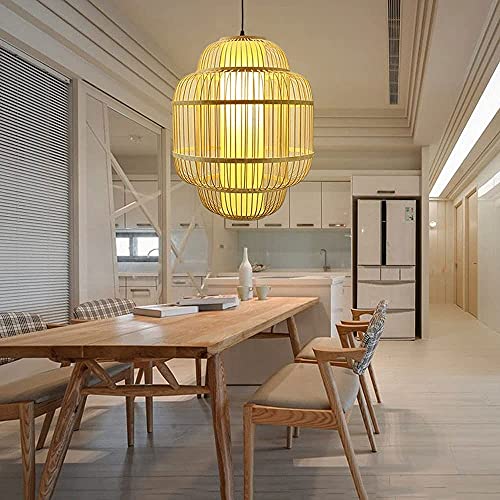 Lustre en osier anti eblouissement lampe suspendue bambou zen chambre - 2