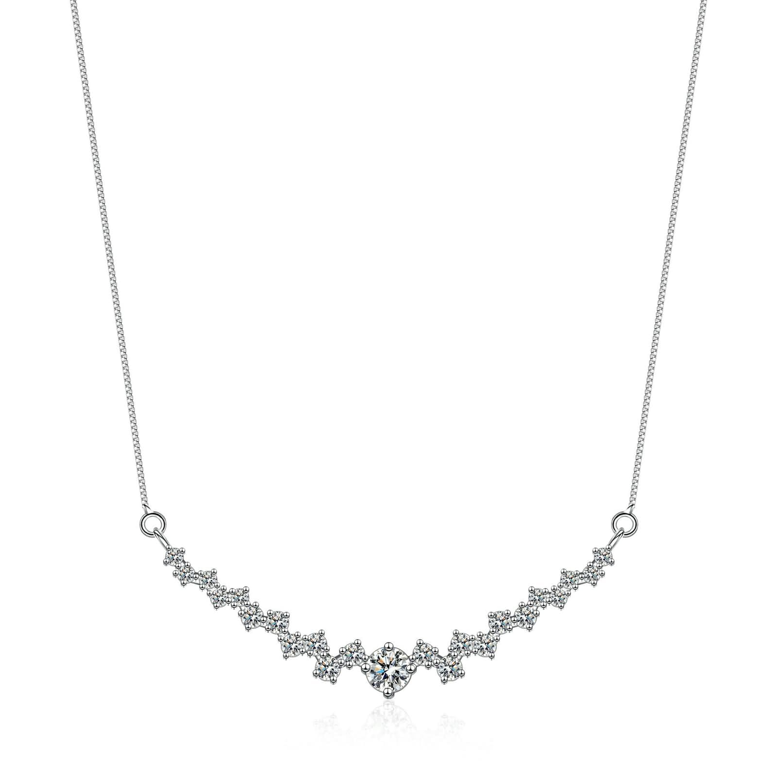 Collar con colgante de cadena para mujer, oro blanco de 9 quilates, 14 quilates, 18 quilates, geométrico con moissanita, collar de plata para mujer