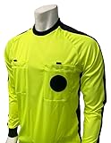 Smitty | USA-901-NCAA | Men's Long Sleeve Collegiate Soccer Referee Shirt | Made in USA | 2' Black Stripe & Panels | College (Large, Yellow)