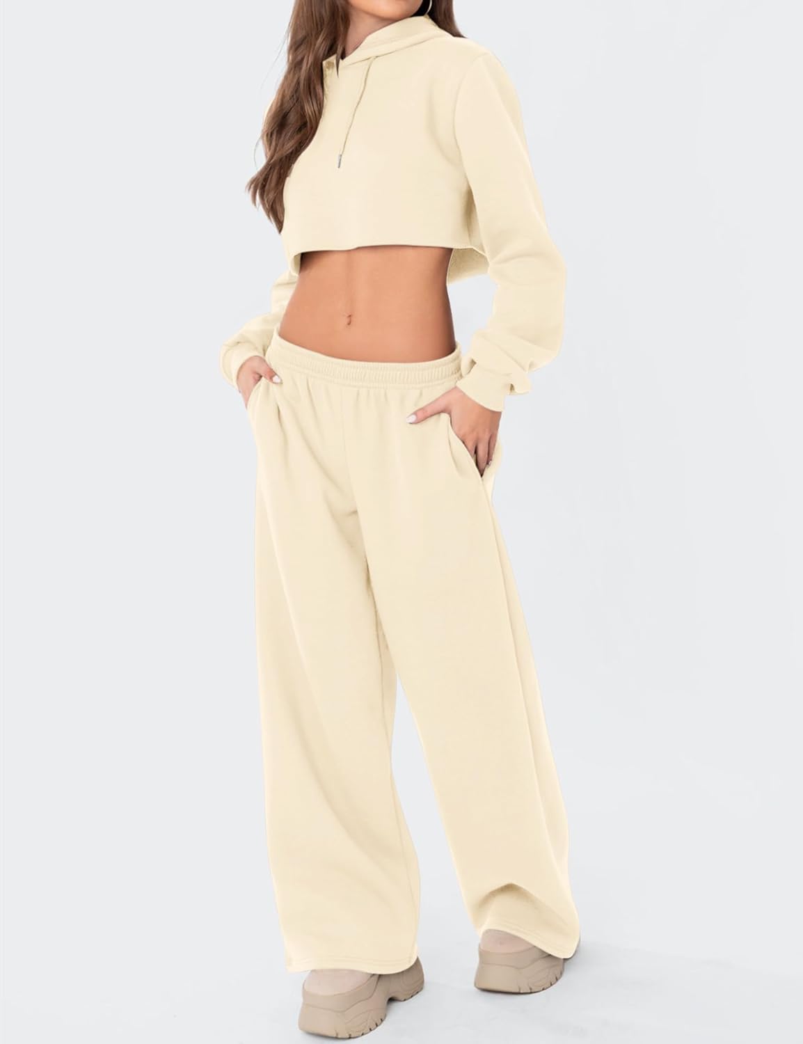 LOMON Wide Leg Sweatpants Women Fleece Sweat Pants Fall Spring Clothes 2026 Teen Girl Baggy Jogger Sweatpant with Pockets - Image 5