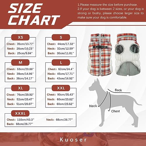 Kuoser Warm Dog Winter Jacket with Harness, Reflective Windproof Dog Coat for Small Dogs Lightweight and Stylish Cold Weather Vest XS - Image 2