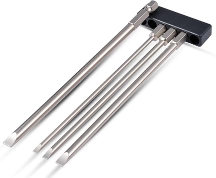 4 Pcs 150mm Slotted Screwdriver Bit Set Magnetic Flat Head Bits S2 Alloy Steel 1/4 Inch Hex Shank Screwdriver Bit Set - Dia 3mm 4mm 5mm 6mm
